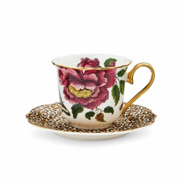 White Leopard Teacup and Saucer For Cheap - Image 2