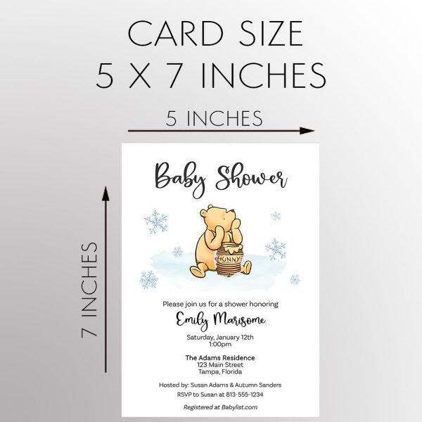 Winnie the Pooh Winter Baby Shower Invitation Hot on Sale - Image 2