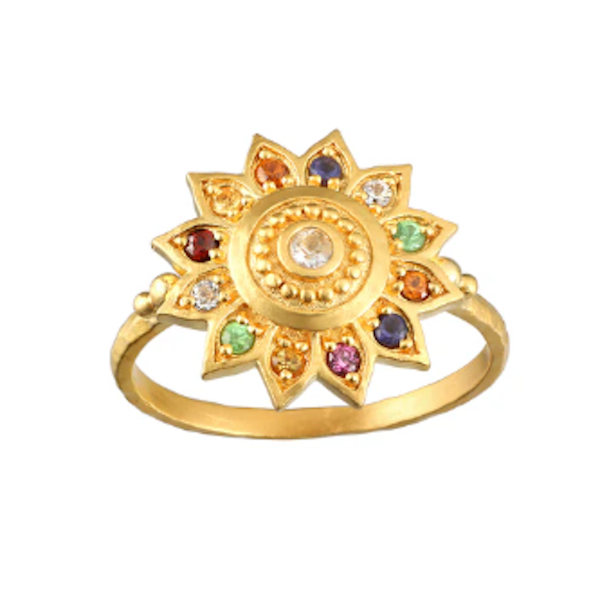 Vibrant Self Multi Stone Lotus Ring Cheap - Image 2