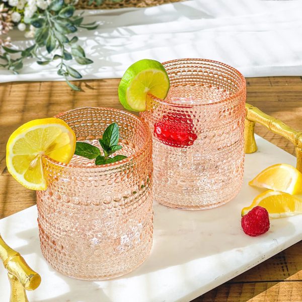 Kate Aspen - 10 oz. Textured Beaded Rose Gold Old Fashion Drinking Glasses (Set of 6) (Add-On) Cheap