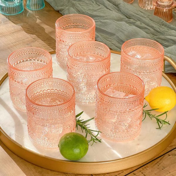 Kate Aspen - 10 oz. Textured Beaded Rose Gold Old Fashion Drinking Glasses (Set of 6) (Add-On) Cheap - Image 2